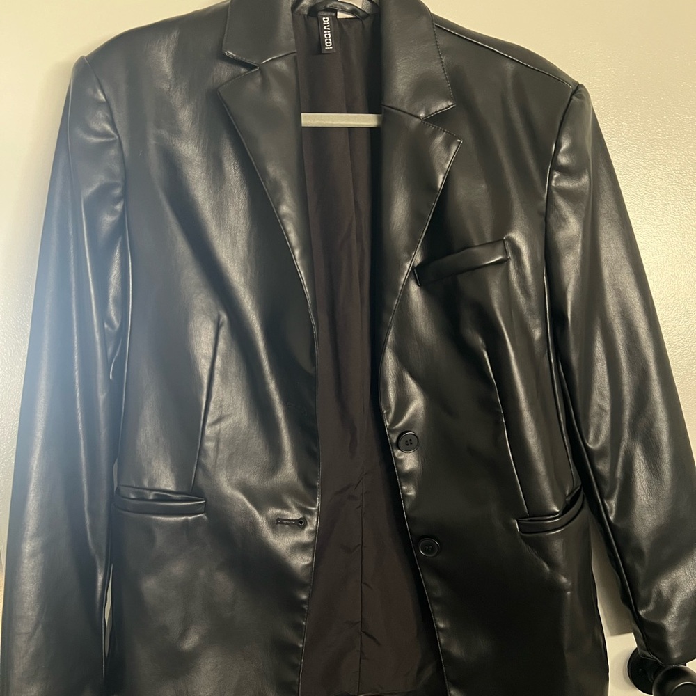 H&M black leather blazer/ jacket